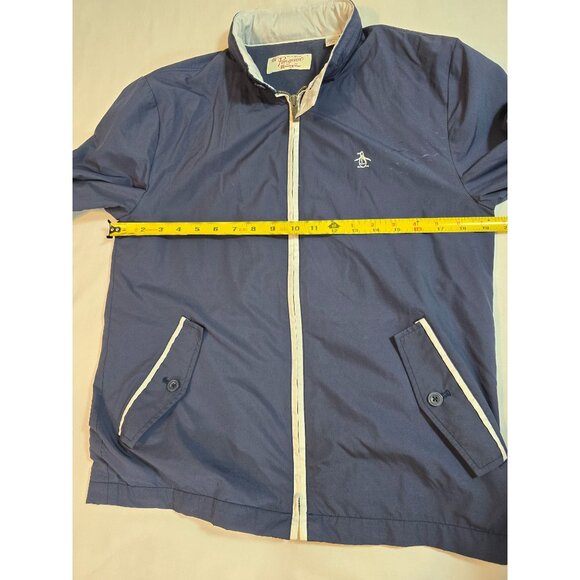 Original Penguin Navy Blue Lightweight Hoodie Jacket With Stand Collar Zip Front - Picture 16 of 16